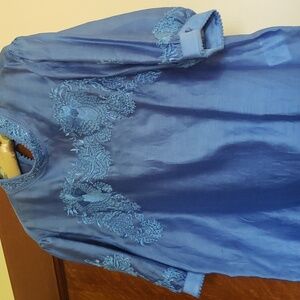 ANTHROPOLOGIE PAYAL.JAIN Beautiful Blue Blouse SZ. Lrg. NWT